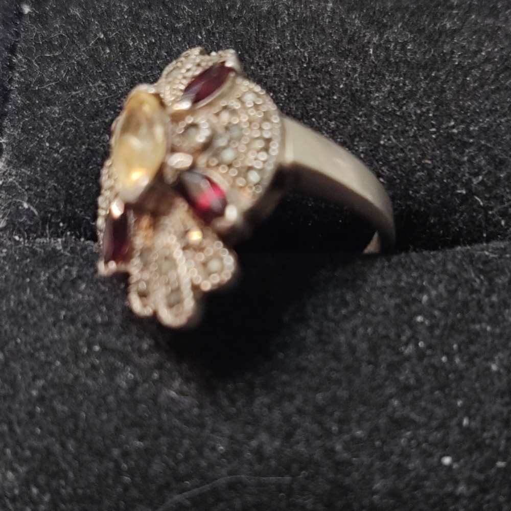 Sterling Silver Ring Withthree Different Gemstones - image 3